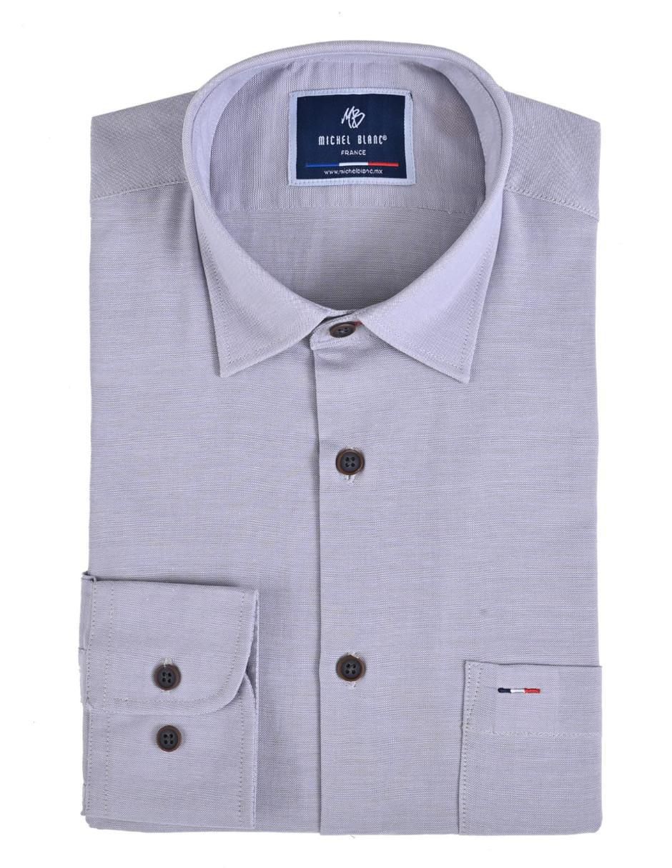 "camisa/sobrecamisa" casual michel blanc "de" (si aplica) algodón "manga" larga "para hombre"