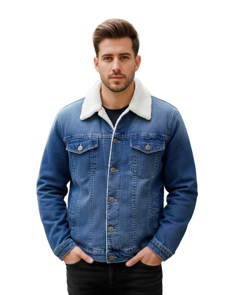 Chamarra Denim de mezclilla con bolsillos para hombre