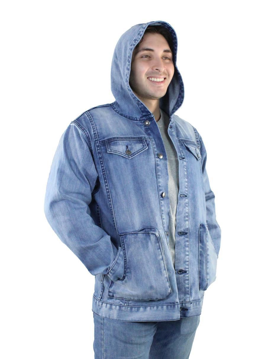 Chamarra casual de mezclilla con capucha para hombre 2
