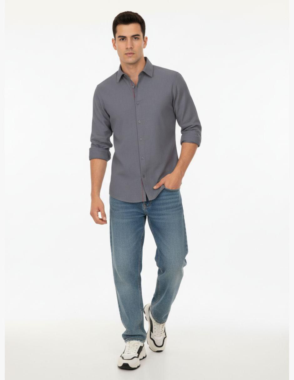 "camisa/sobrecamisa" casual pavini "de" (si aplica) algodón y poliéster "manga" larga "para hombre"