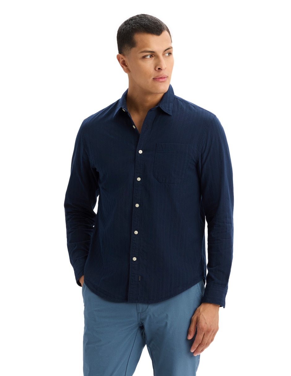 Camisa casual de algodón manga larga para hombre