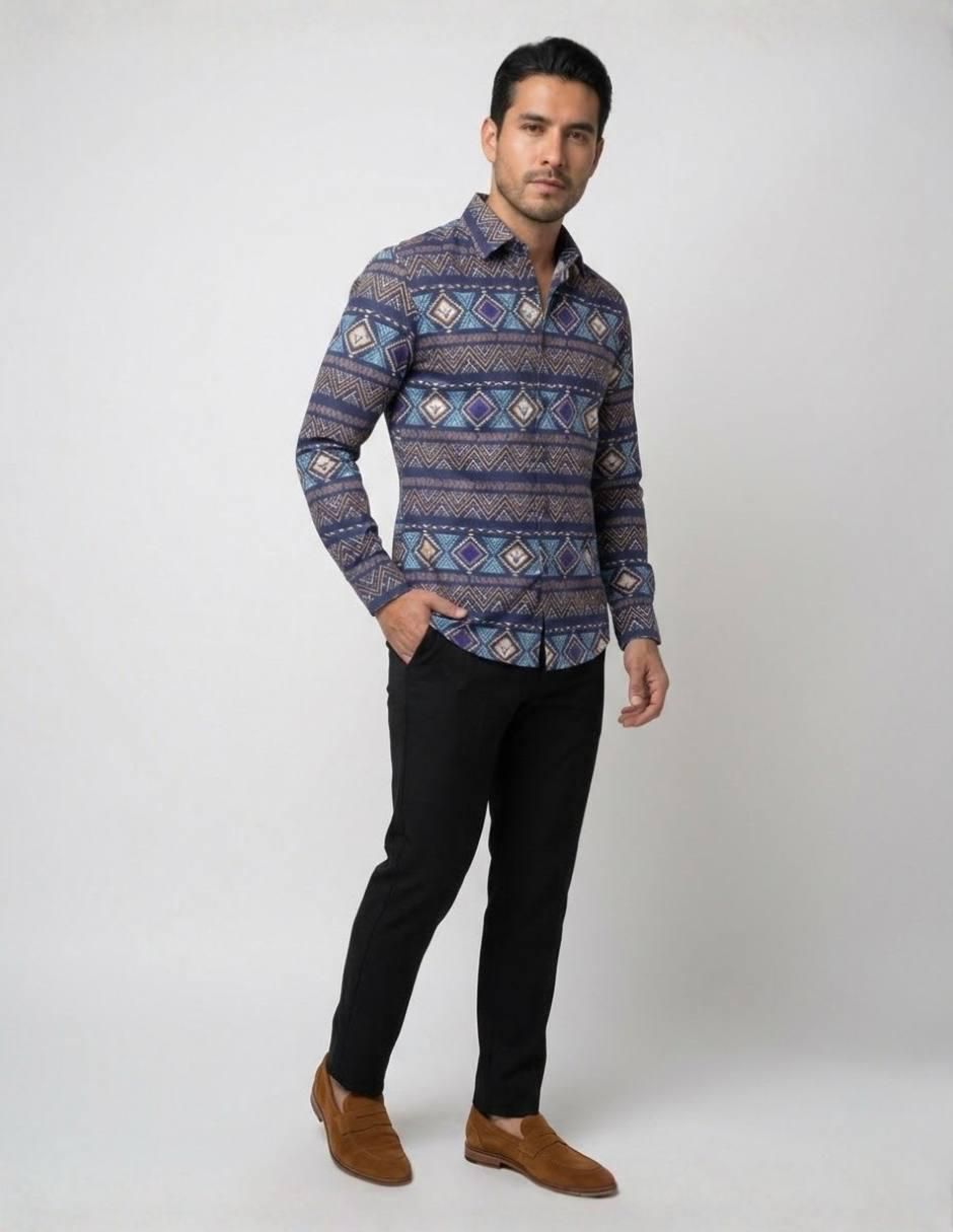 "camisa/sobrecamisa" casual pavini "de" (si aplica) poliéster y algodón "manga" larga "para hombre"