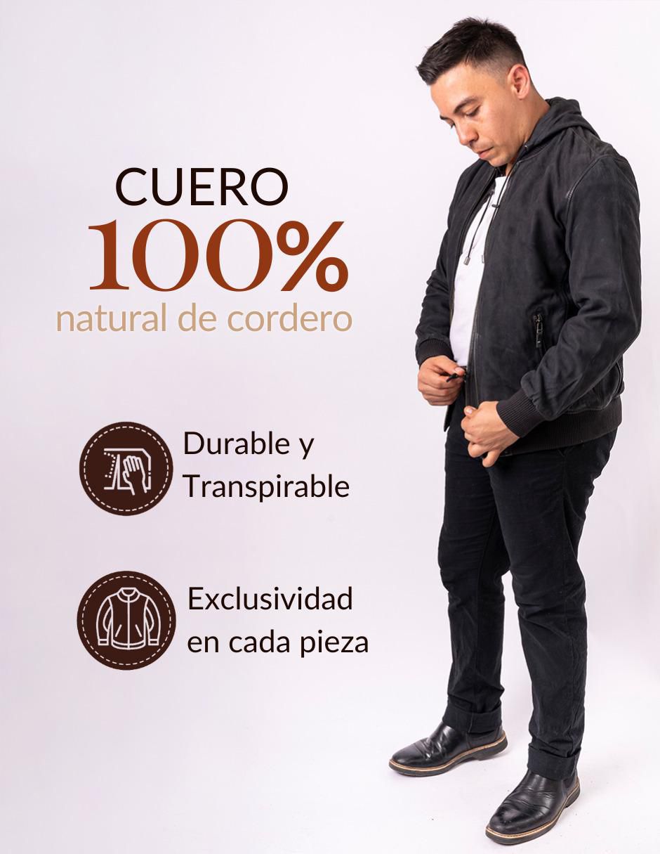 Chamarra casual Capuccio de piel con capucha para hombre 5