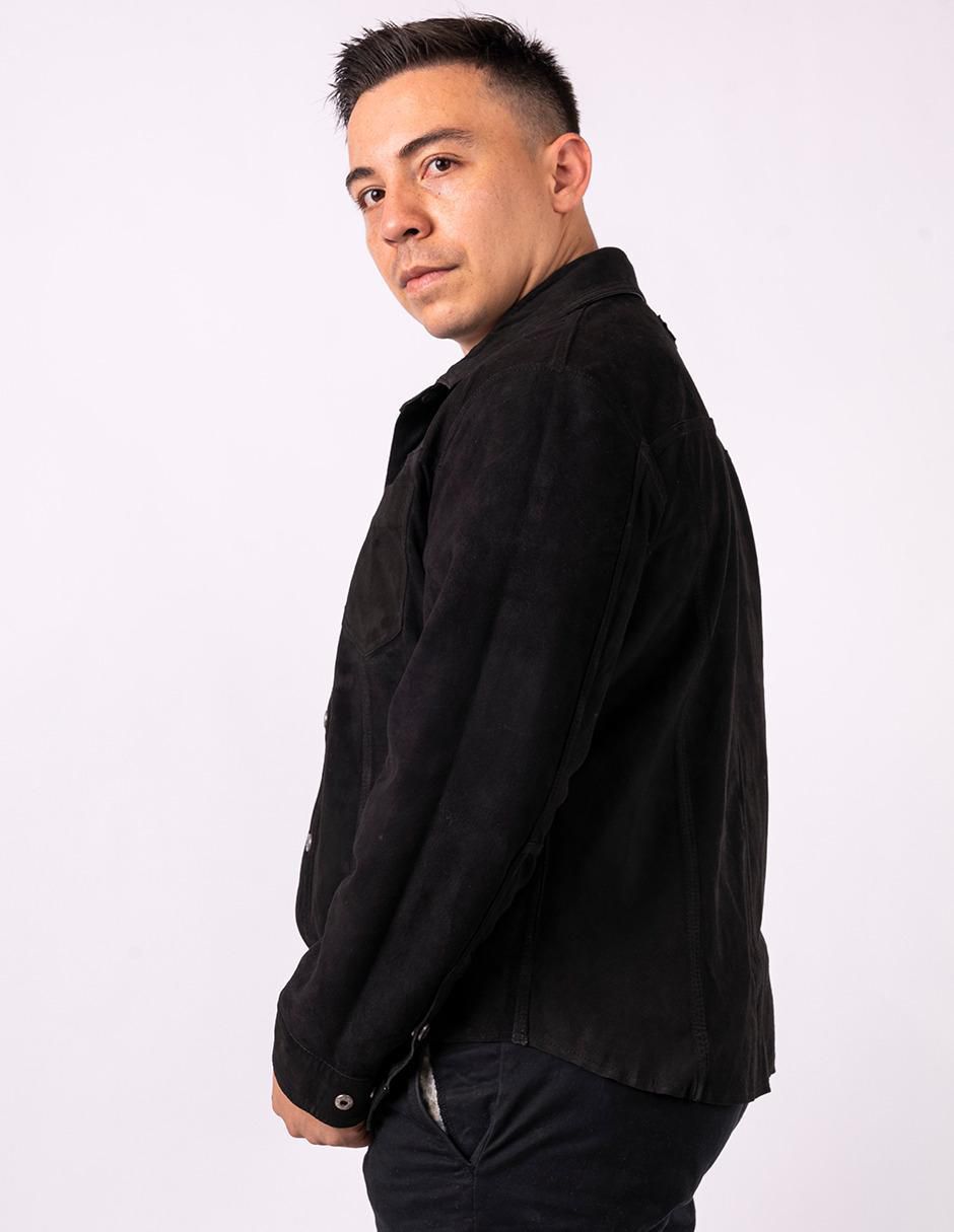Sobrecamisa casual de piel manga larga para hombre 2