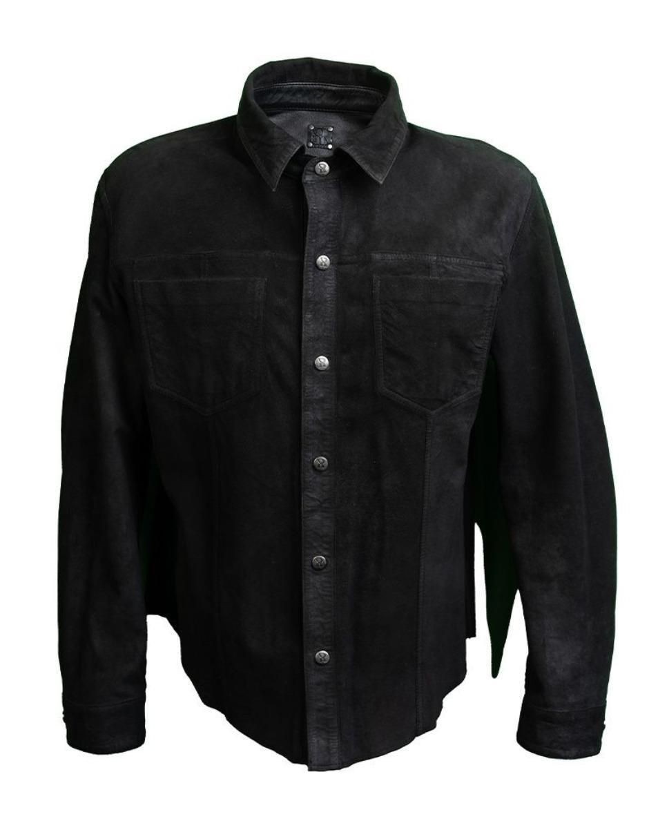 Sobrecamisa casual de piel manga larga para hombre 7