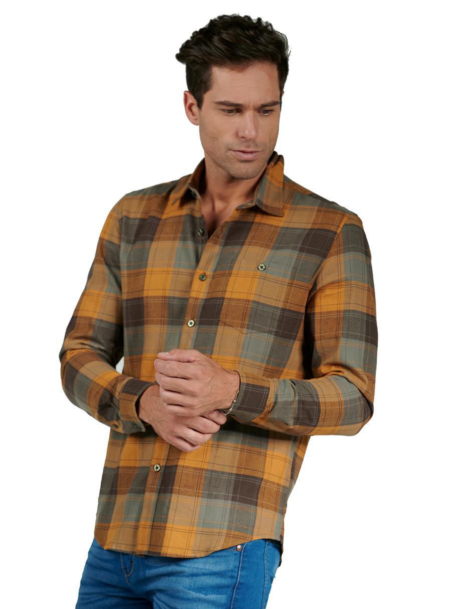 Camisa casual de algodón manga larga para hombre 1