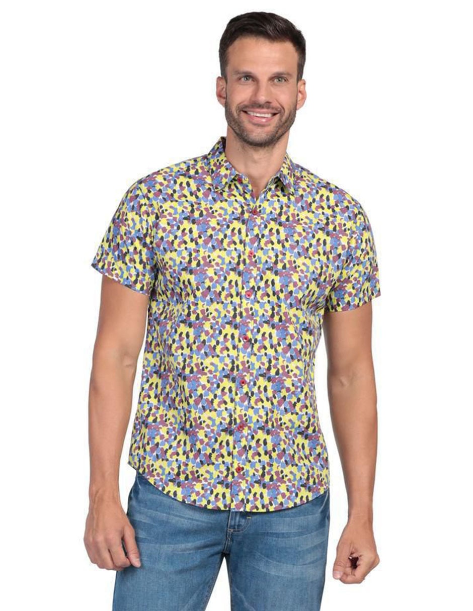 Camisa casual de algodón manga corta para hombre